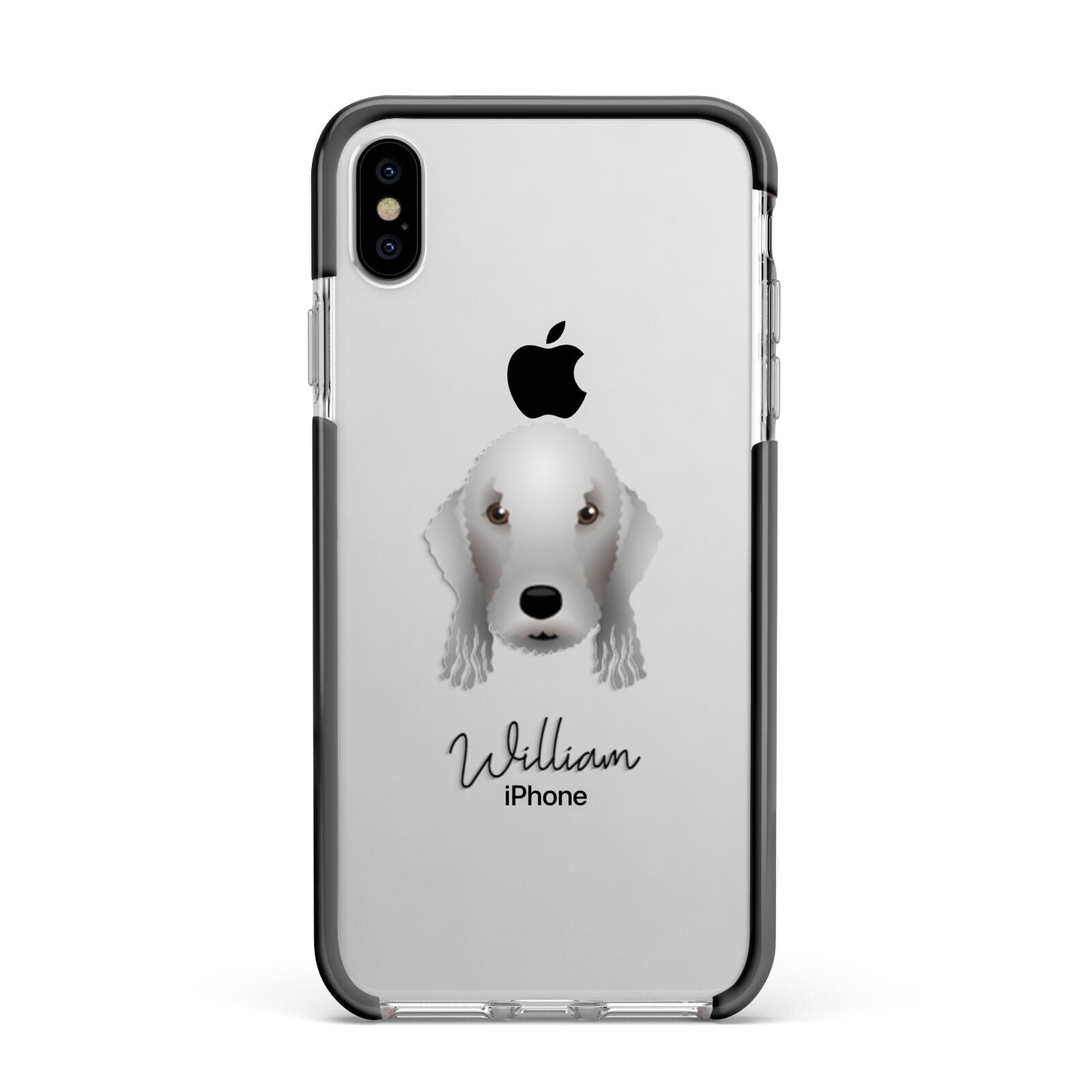 Bedlington Terrier Personalised Apple iPhone Xs Max Impact Case Black Edge on Silver Phone