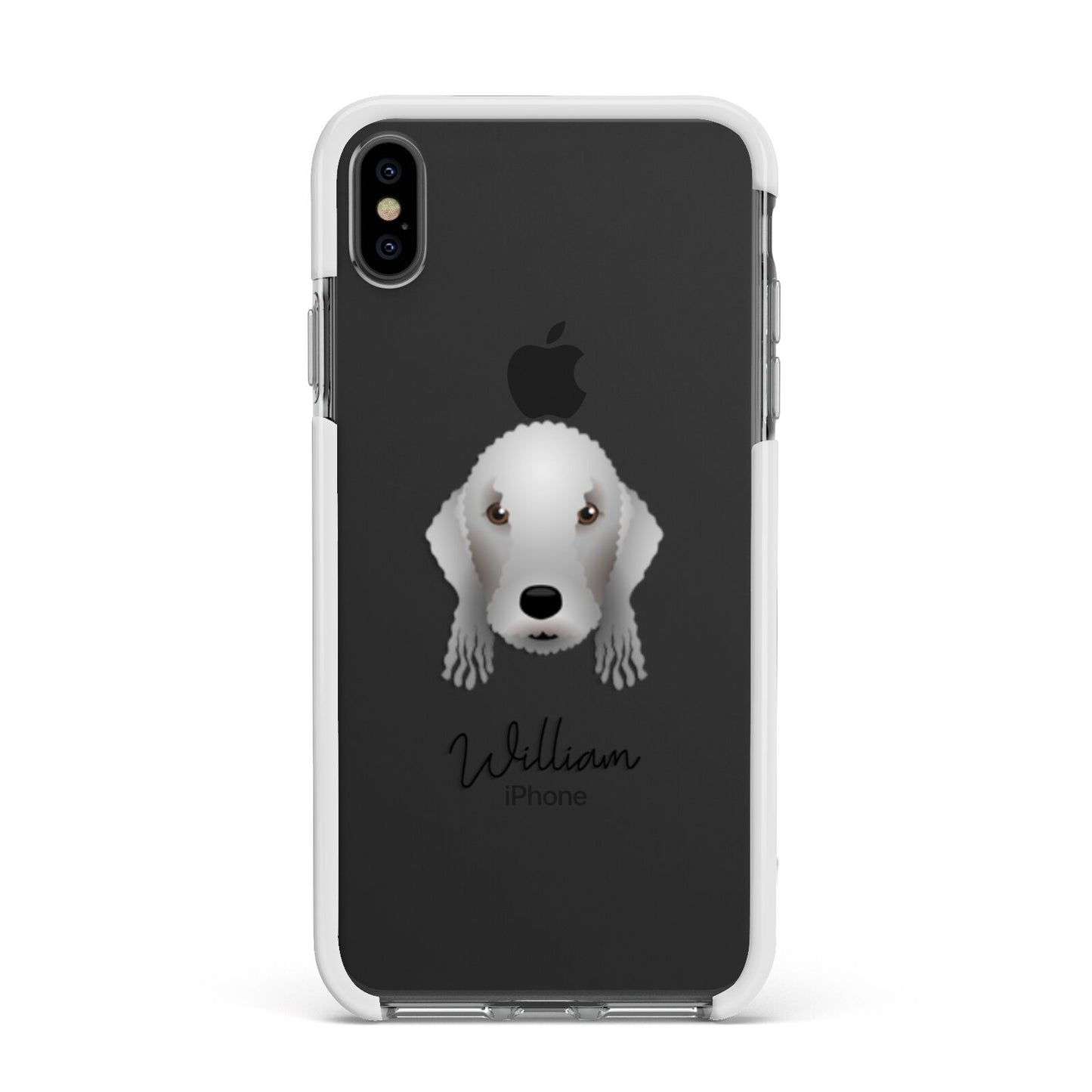 Bedlington Terrier Personalised Apple iPhone Xs Max Impact Case White Edge on Black Phone