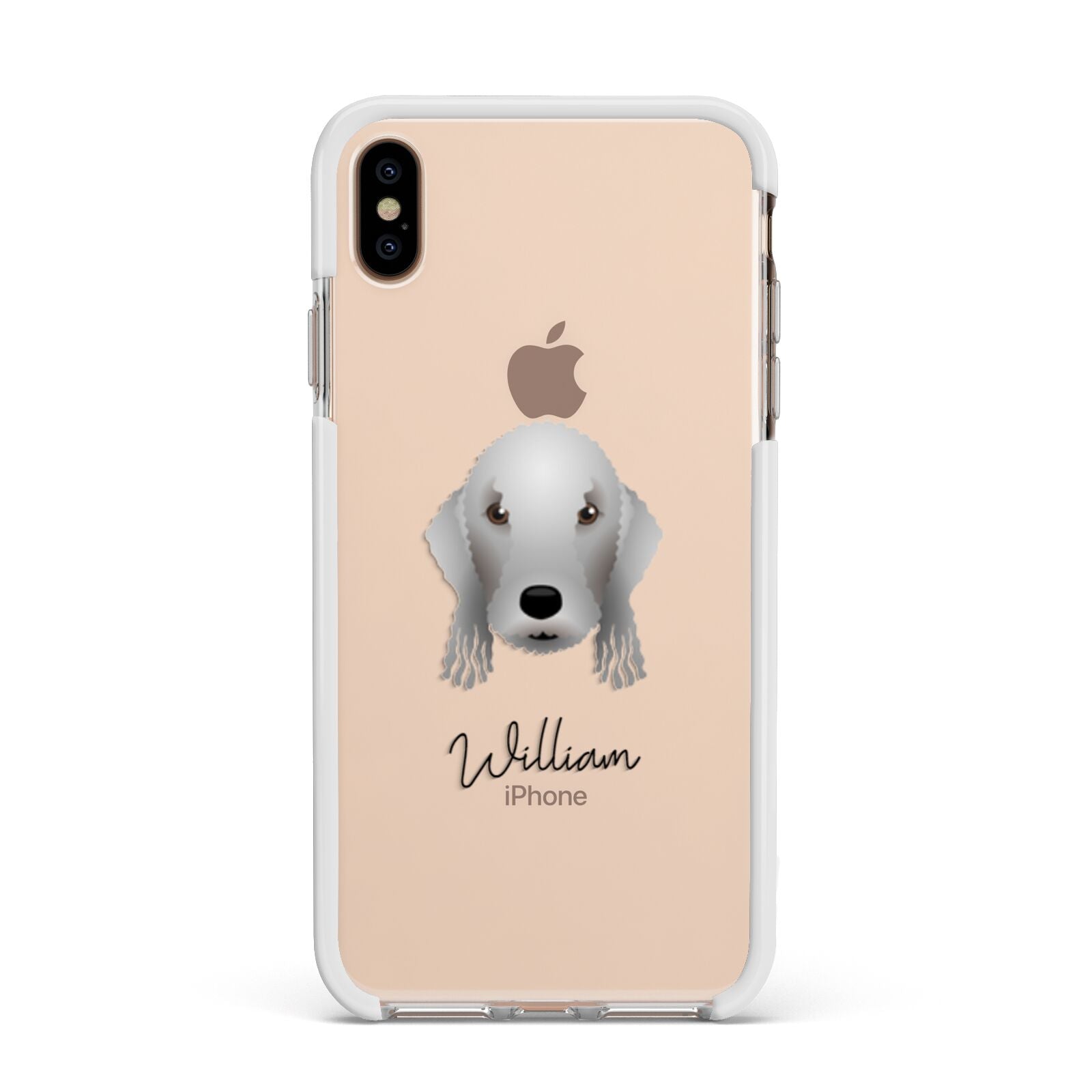 Bedlington Terrier Personalised Apple iPhone Xs Max Impact Case White Edge on Gold Phone
