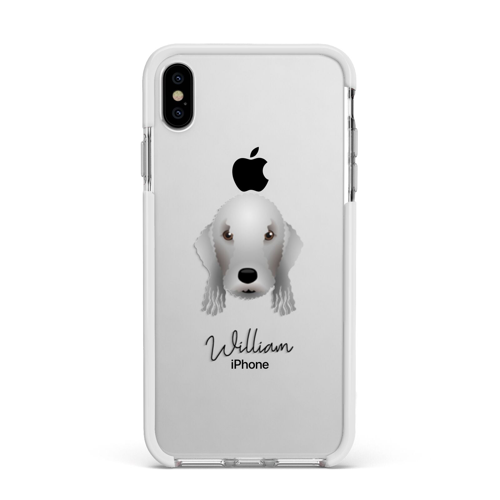 Bedlington Terrier Personalised Apple iPhone Xs Max Impact Case White Edge on Silver Phone