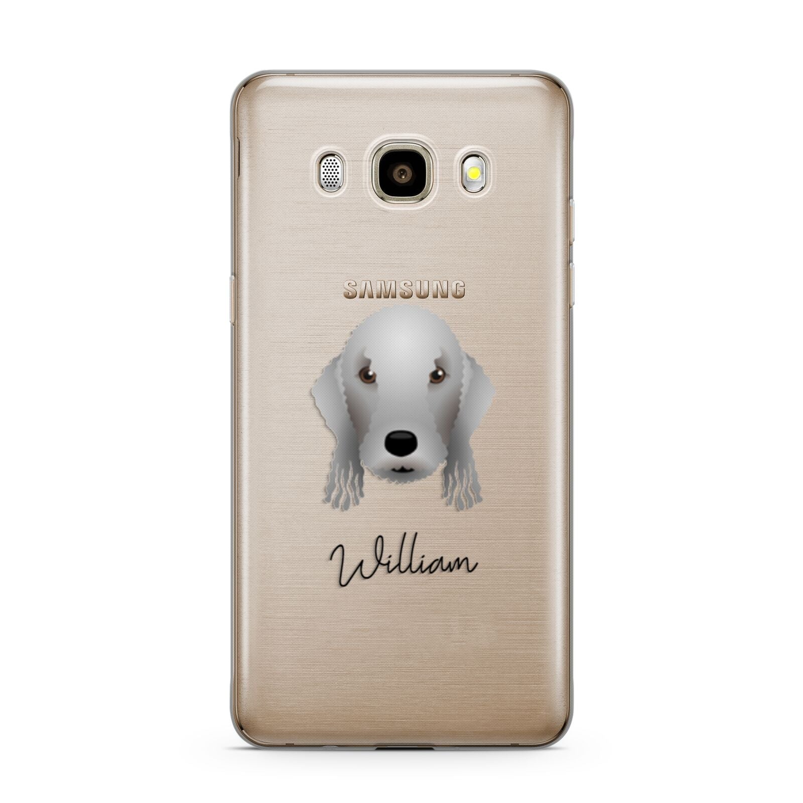 Bedlington Terrier Personalised Samsung Galaxy J7 2016 Case on gold phone
