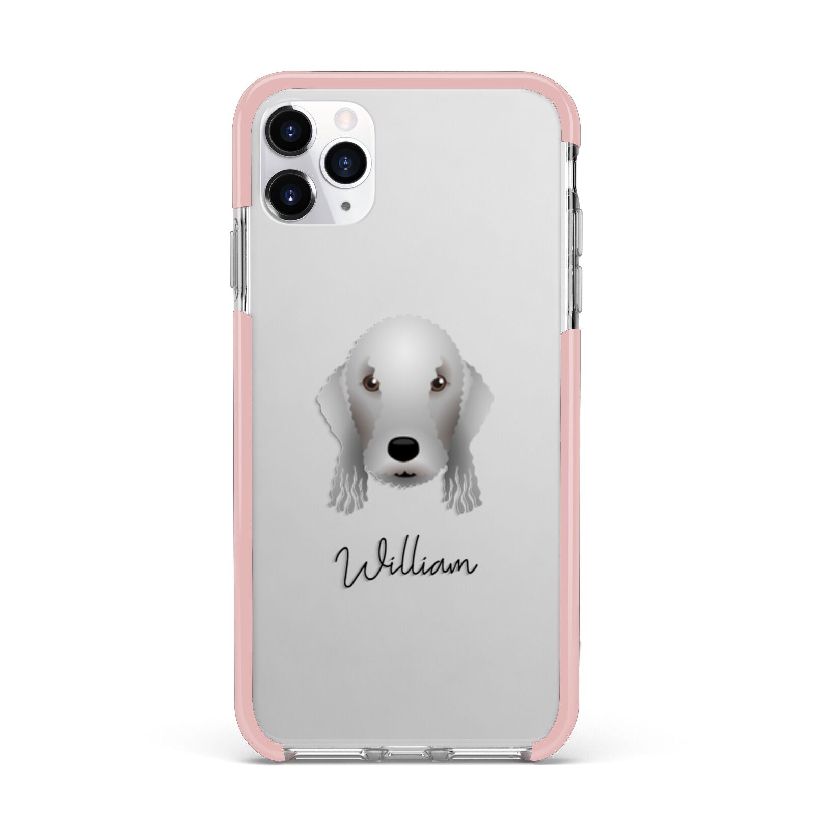 Bedlington Terrier Personalised iPhone 11 Pro Max Impact Pink Edge Case
