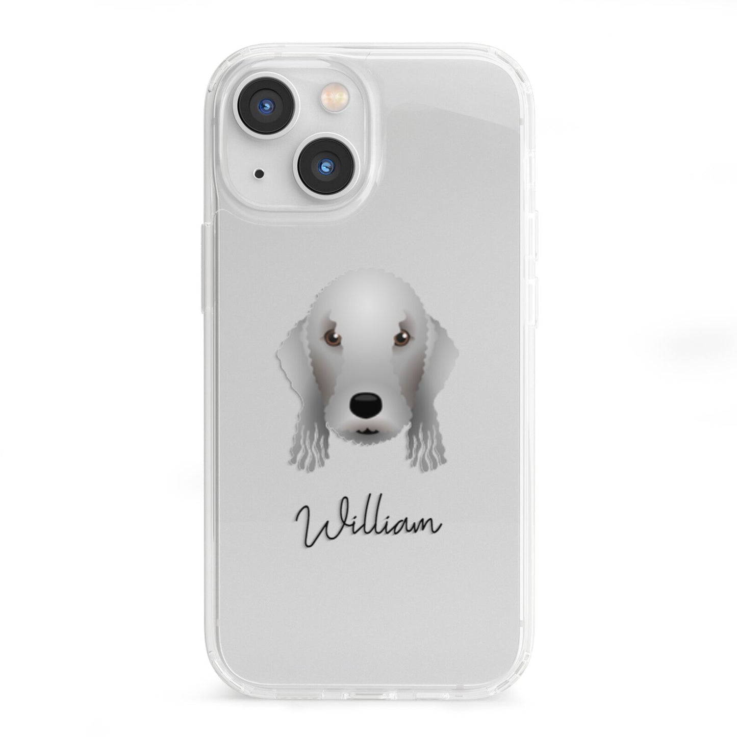 Bedlington Terrier Personalised iPhone 13 Mini Clear Bumper Case