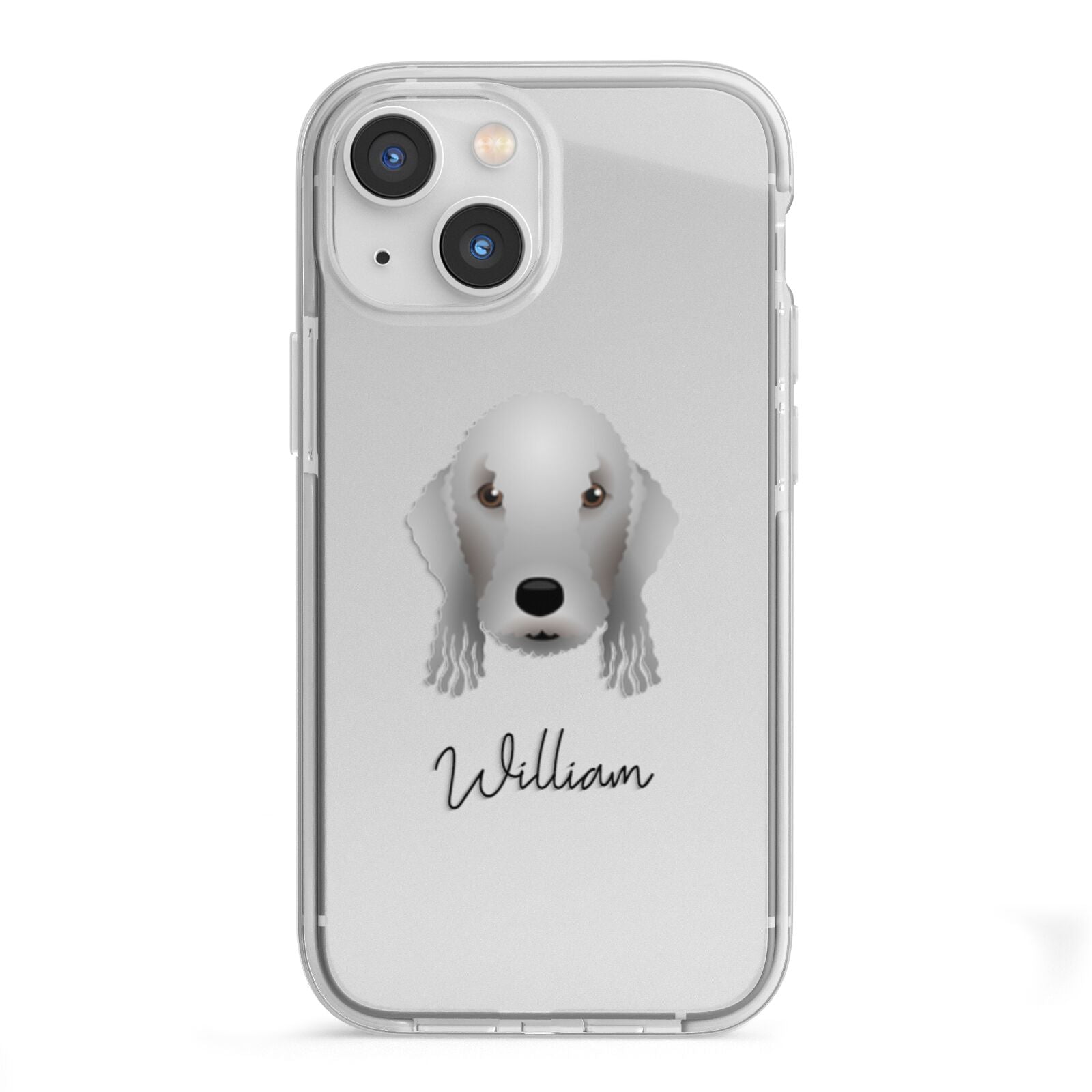 Bedlington Terrier Personalised iPhone 13 Mini TPU Impact Case with White Edges