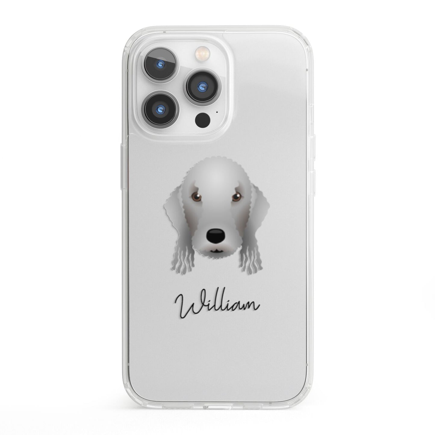 Bedlington Terrier Personalised iPhone 13 Pro Clear Bumper Case