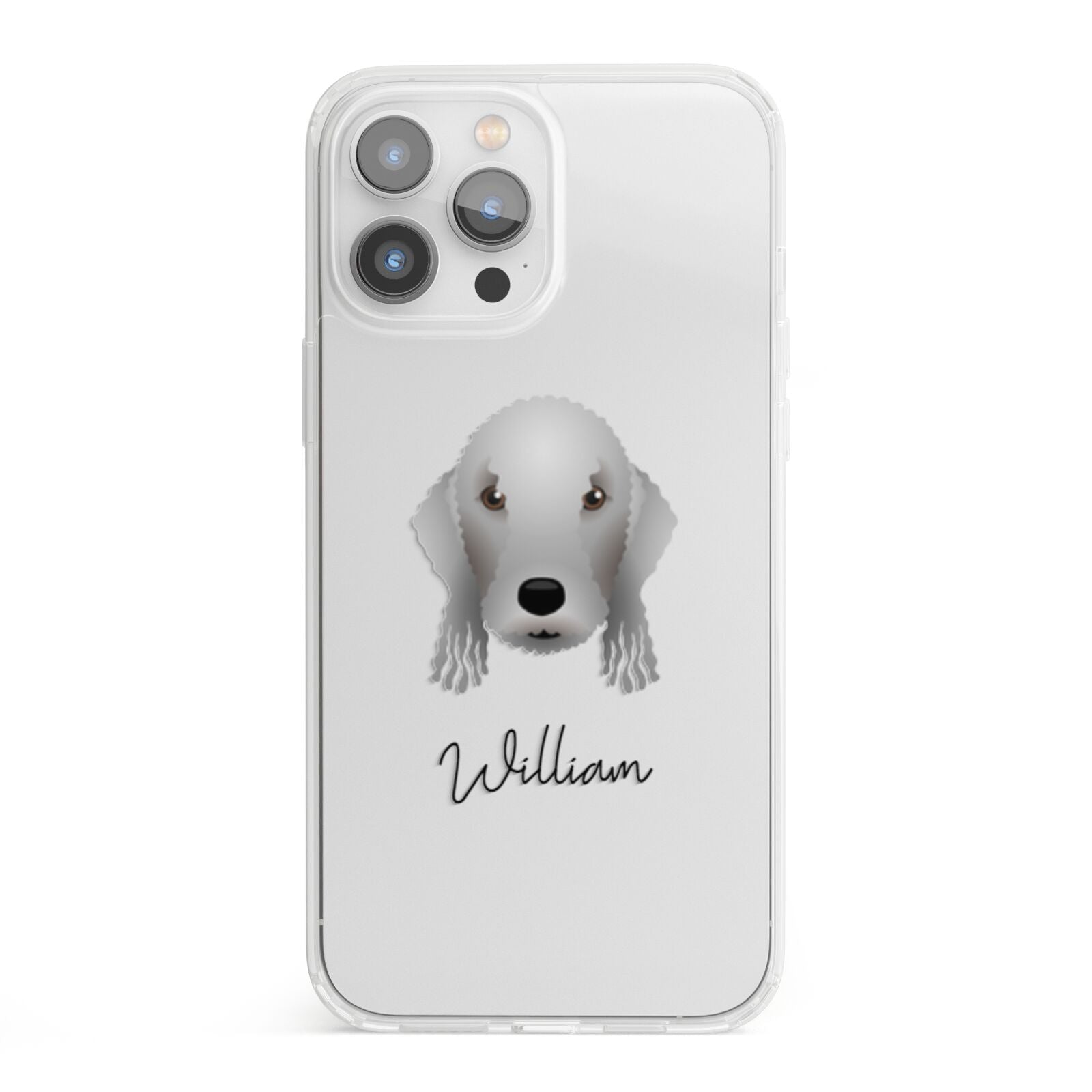 Bedlington Terrier Personalised iPhone 13 Pro Max Clear Bumper Case