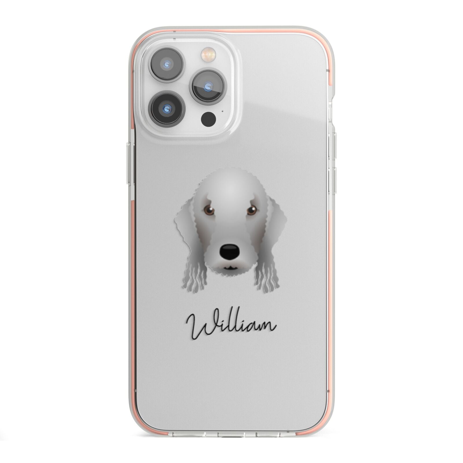 Bedlington Terrier Personalised iPhone 13 Pro Max TPU Impact Case with Pink Edges
