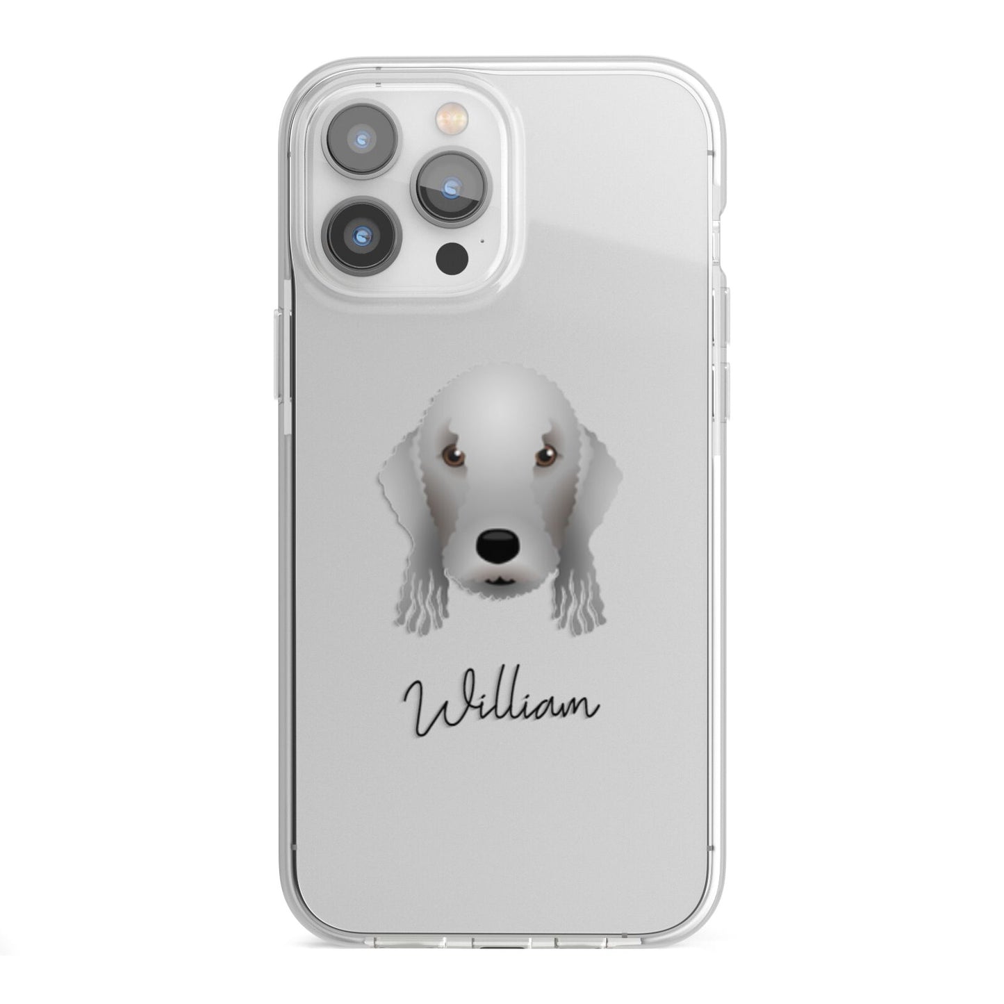 Bedlington Terrier Personalised iPhone 13 Pro Max TPU Impact Case with White Edges