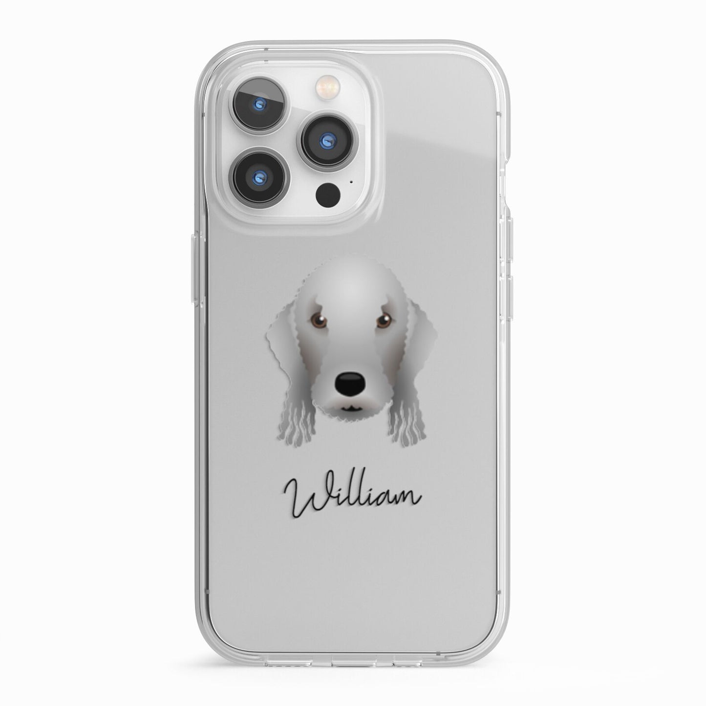 Bedlington Terrier Personalised iPhone 13 Pro TPU Impact Case with White Edges