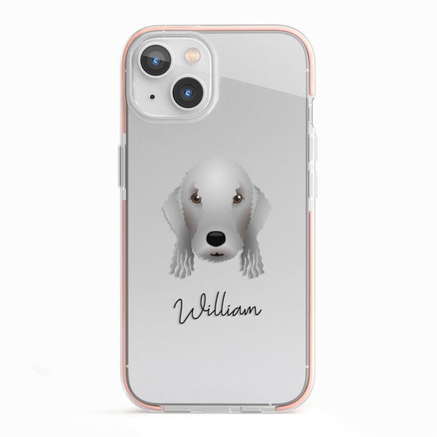 Bedlington Terrier Personalised iPhone 13 TPU Impact Case with Pink Edges