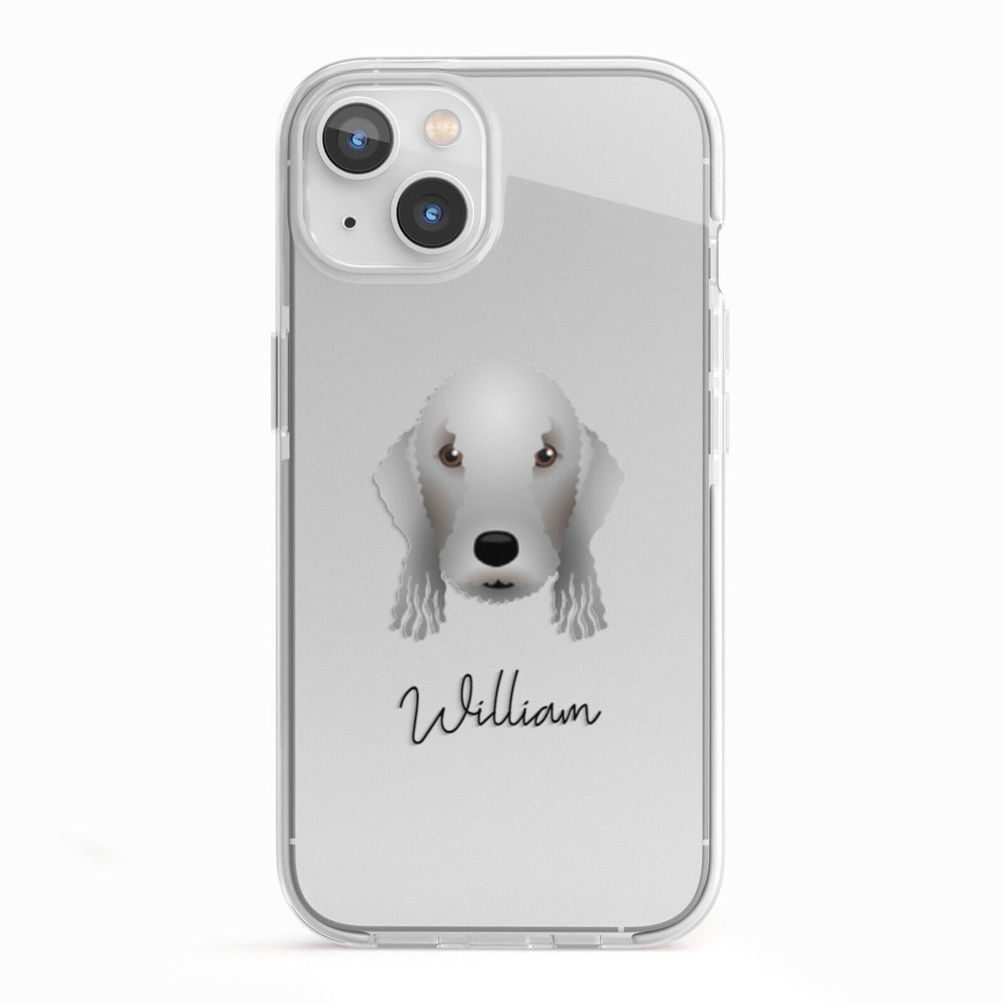 Bedlington Terrier Personalised iPhone 13 TPU Impact Case with White Edges