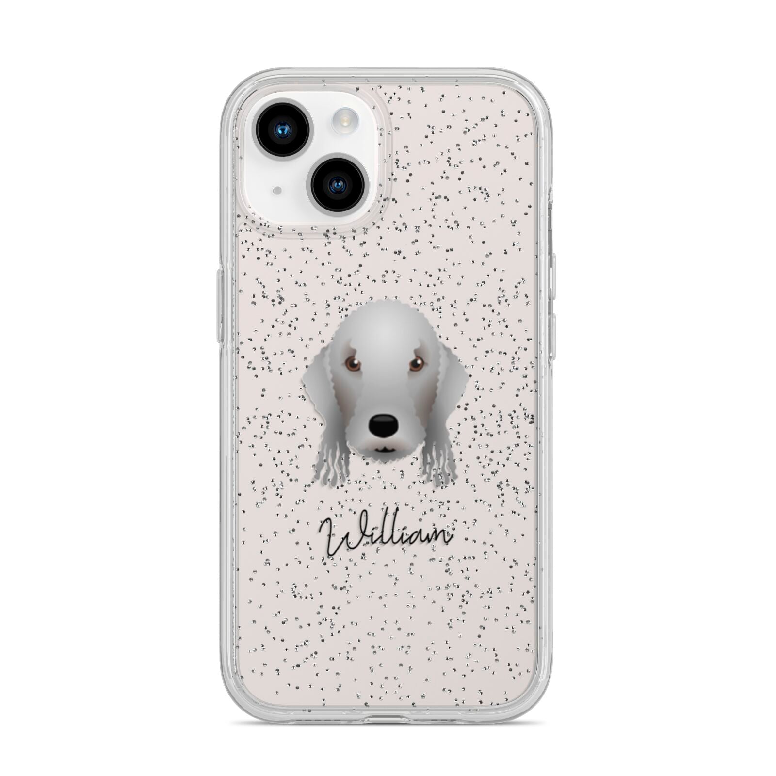 Bedlington Terrier Personalised iPhone 14 Glitter Tough Case Starlight