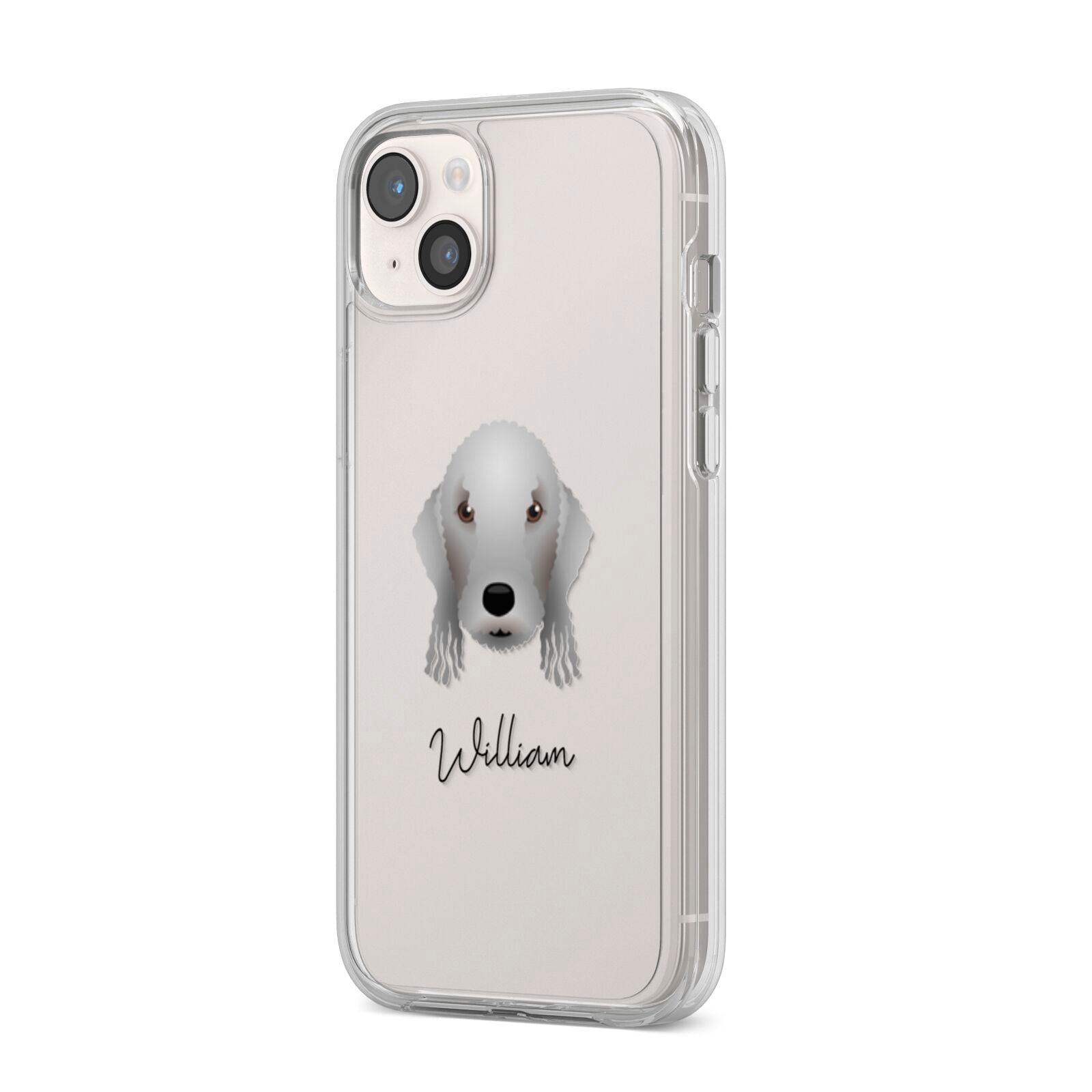 Bedlington Terrier Personalised iPhone 14 Plus Clear Tough Case Starlight Angled Image