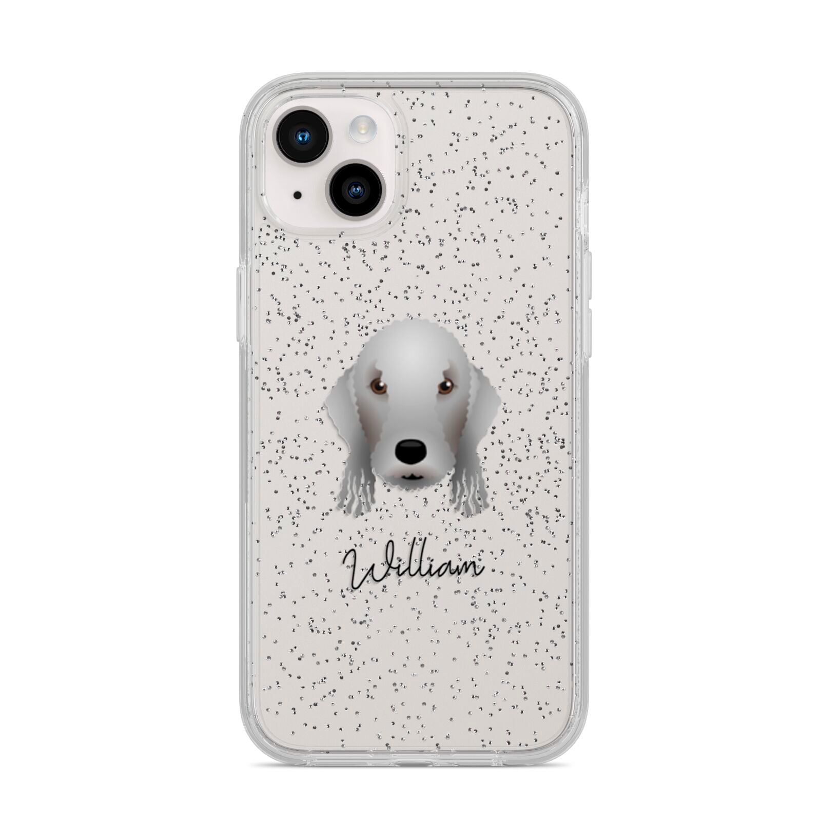 Bedlington Terrier Personalised iPhone 14 Plus Glitter Tough Case Starlight