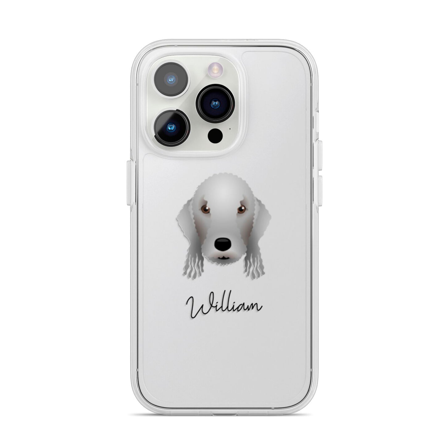 Bedlington Terrier Personalised iPhone 14 Pro Clear Tough Case Silver