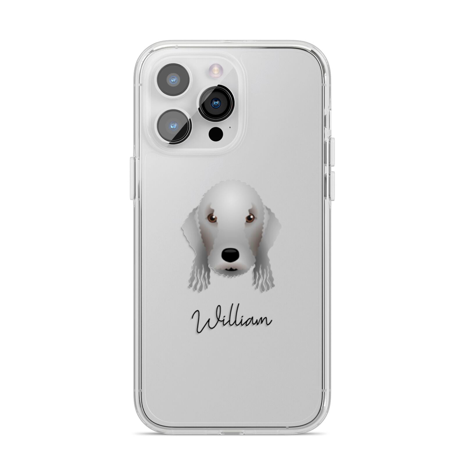 Bedlington Terrier Personalised iPhone 14 Pro Max Clear Tough Case Silver