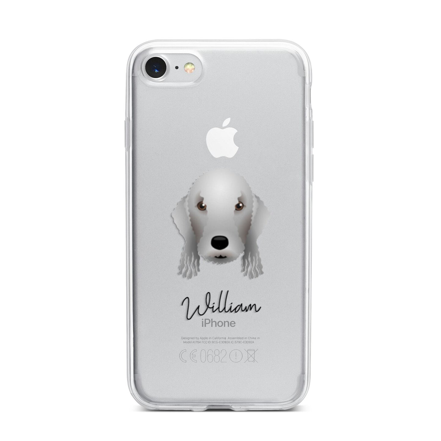 Bedlington Terrier Personalised iPhone 7 Bumper Case on Silver iPhone