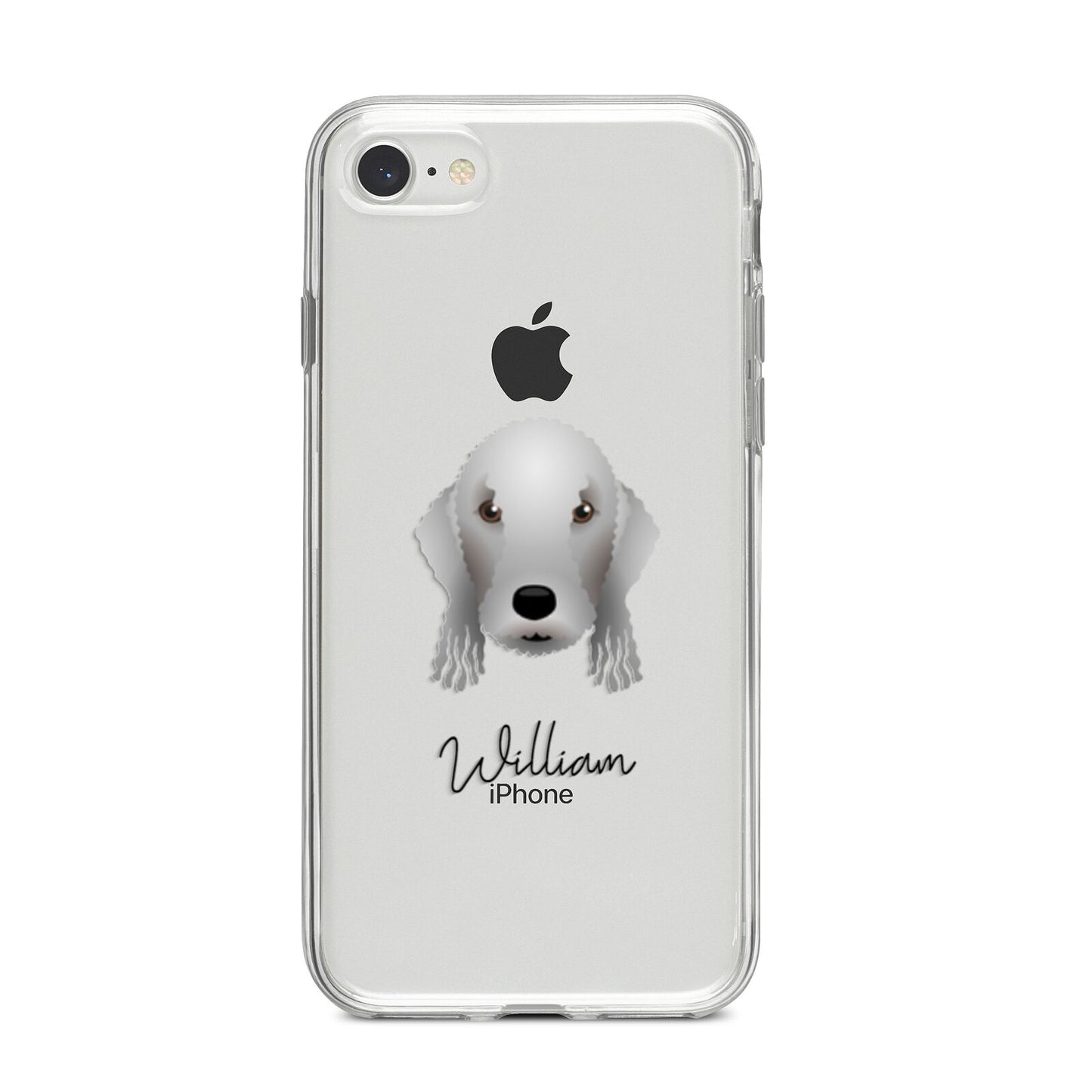 Bedlington Terrier Personalised iPhone 8 Bumper Case on Silver iPhone