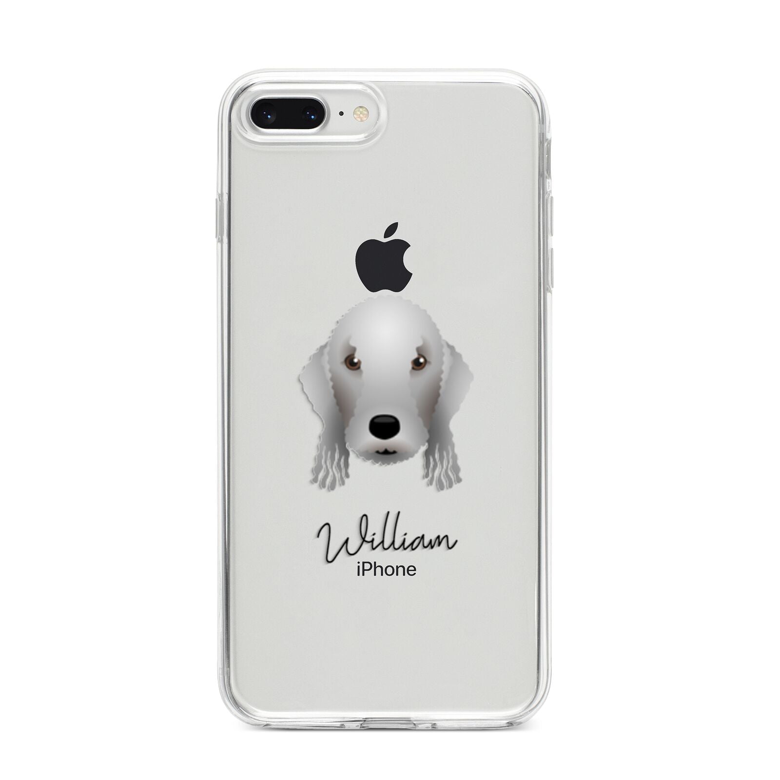 Bedlington Terrier Personalised iPhone 8 Plus Bumper Case on Silver iPhone