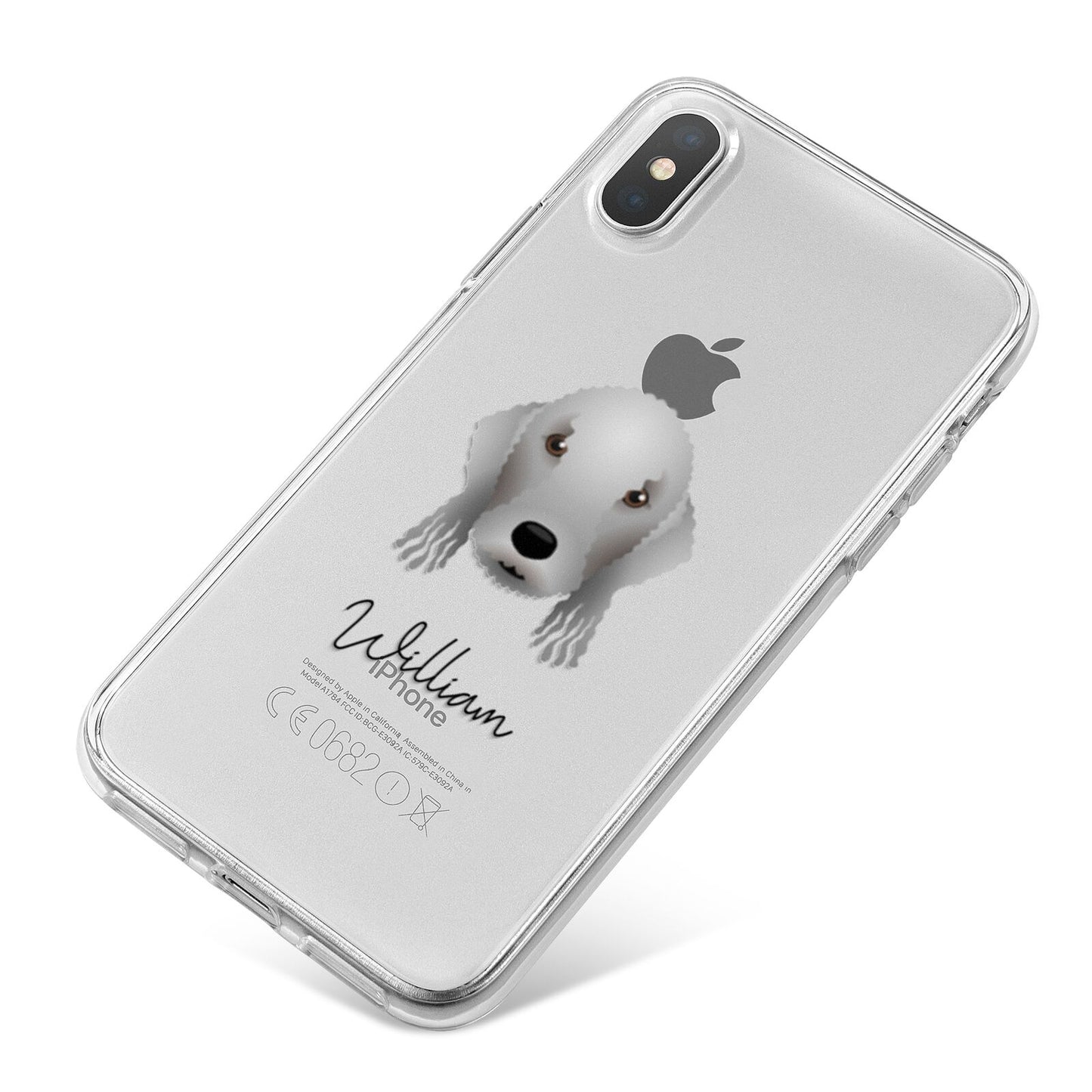 Bedlington Terrier Personalised iPhone X Bumper Case on Silver iPhone
