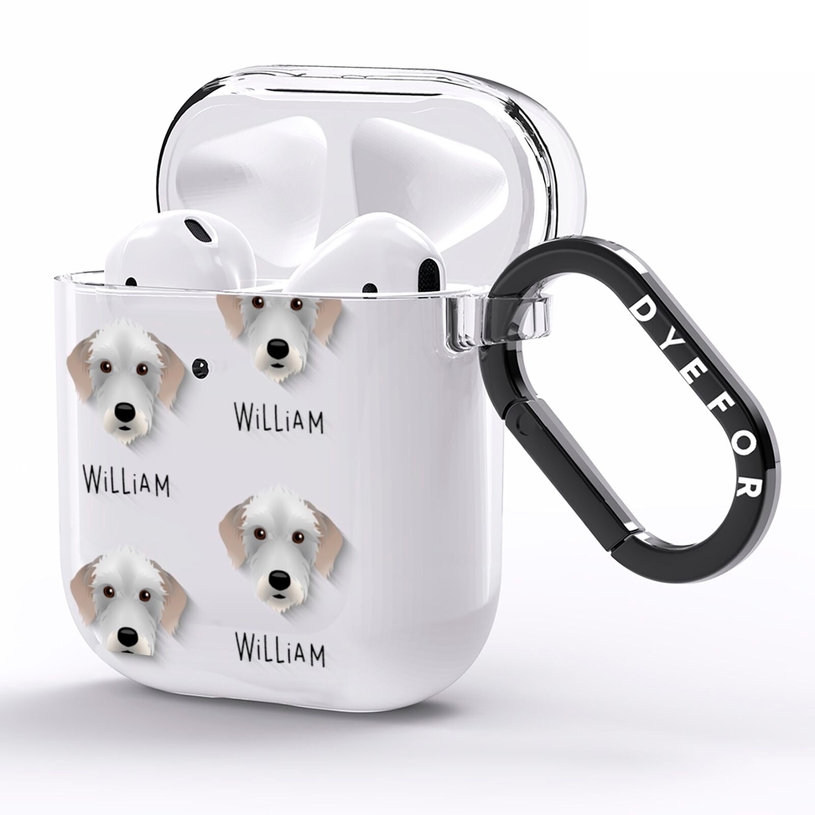 Bedlington Whippet Icon with Name AirPods Clear Case Side Image