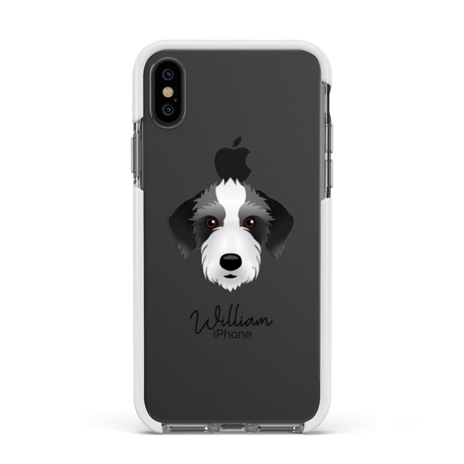 Bedlington Whippet Personalised Apple iPhone Xs Impact Case White Edge on Black Phone