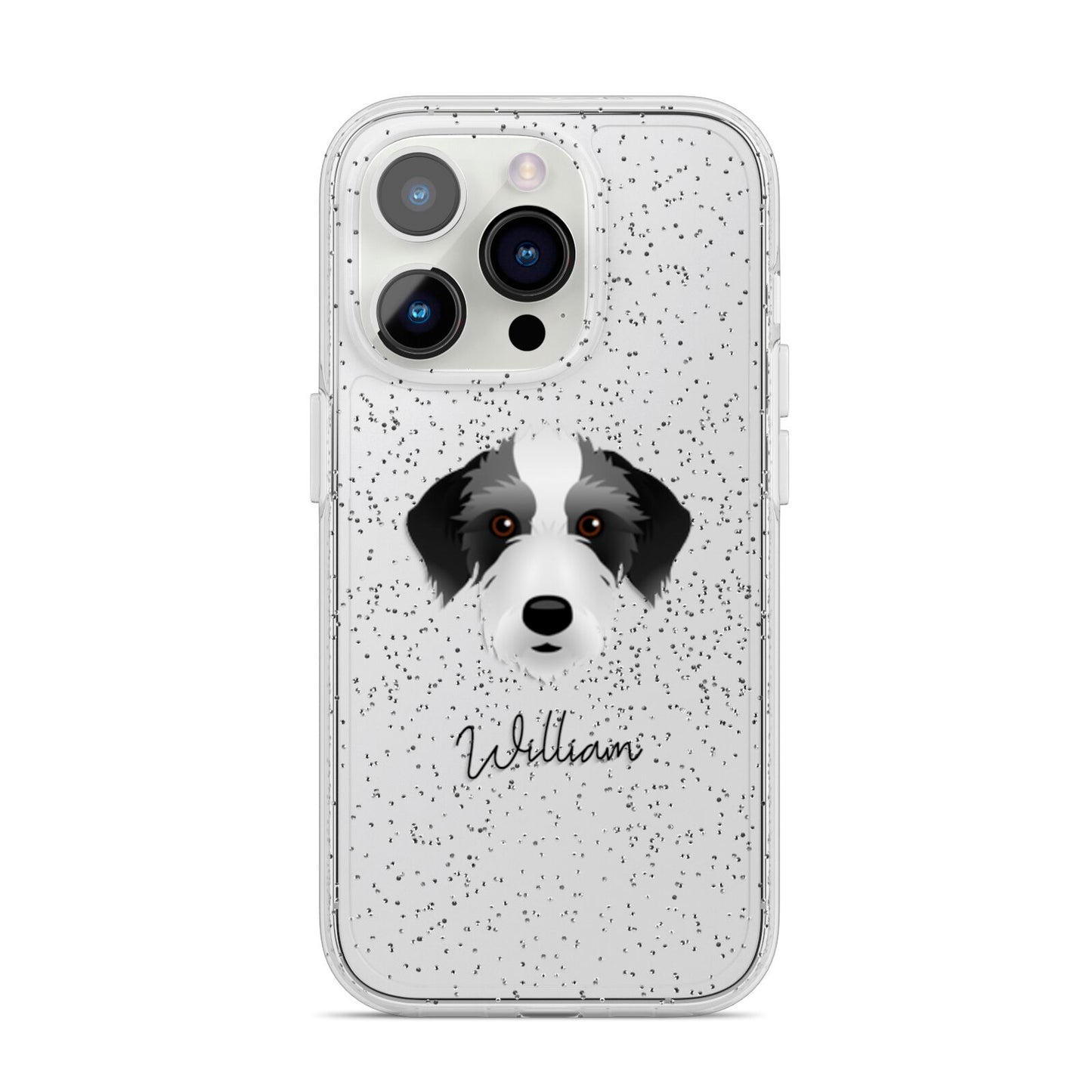 Bedlington Whippet Personalised iPhone 14 Pro Glitter Tough Case Silver