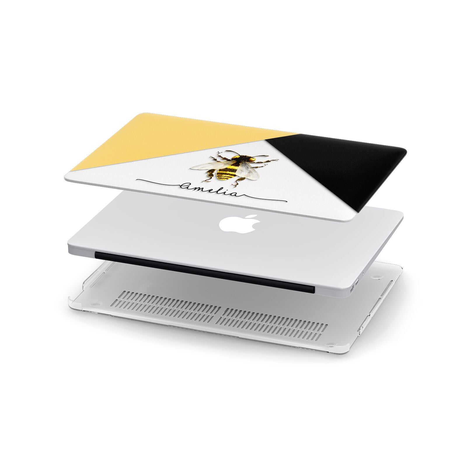 Bee Asymmetrical Background and Name Apple MacBook Case in Detail