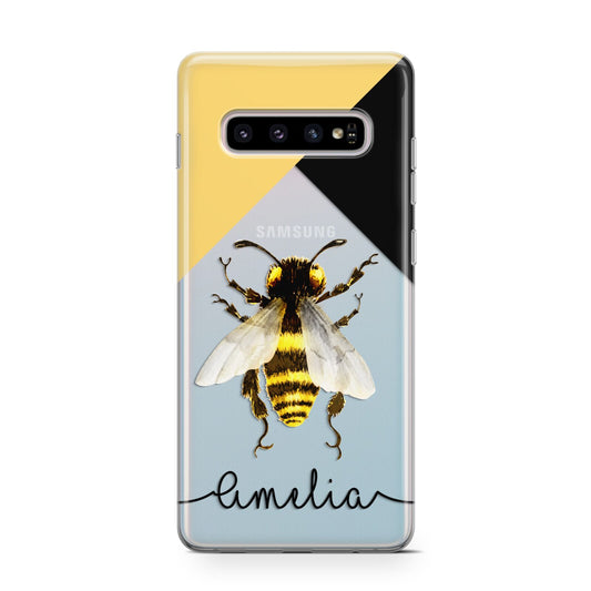 Bee Asymmetrical Background and Name Protective Samsung Galaxy Case