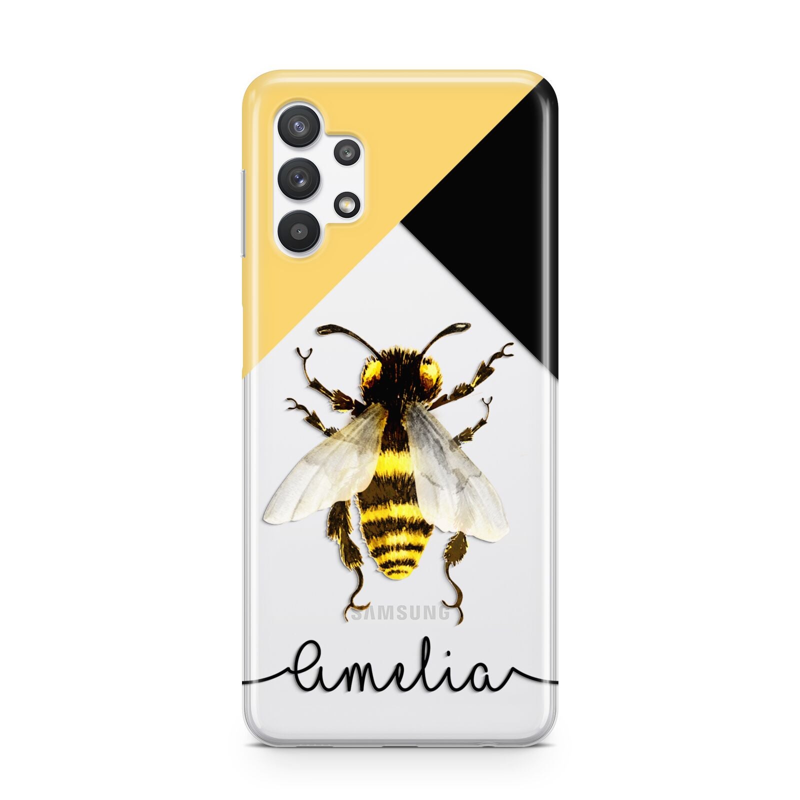 Bee Asymmetrical Background and Name Samsung A32 5G Case