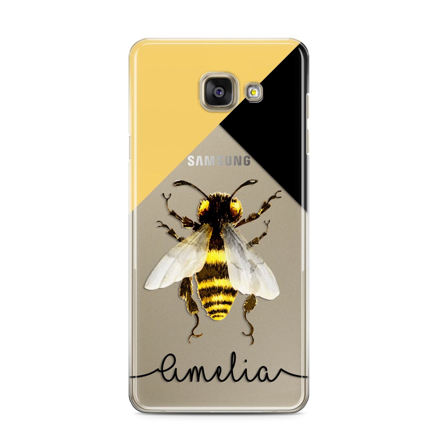 Bee Asymmetrical Background and Name Samsung Galaxy A3 2016 Case on gold phone