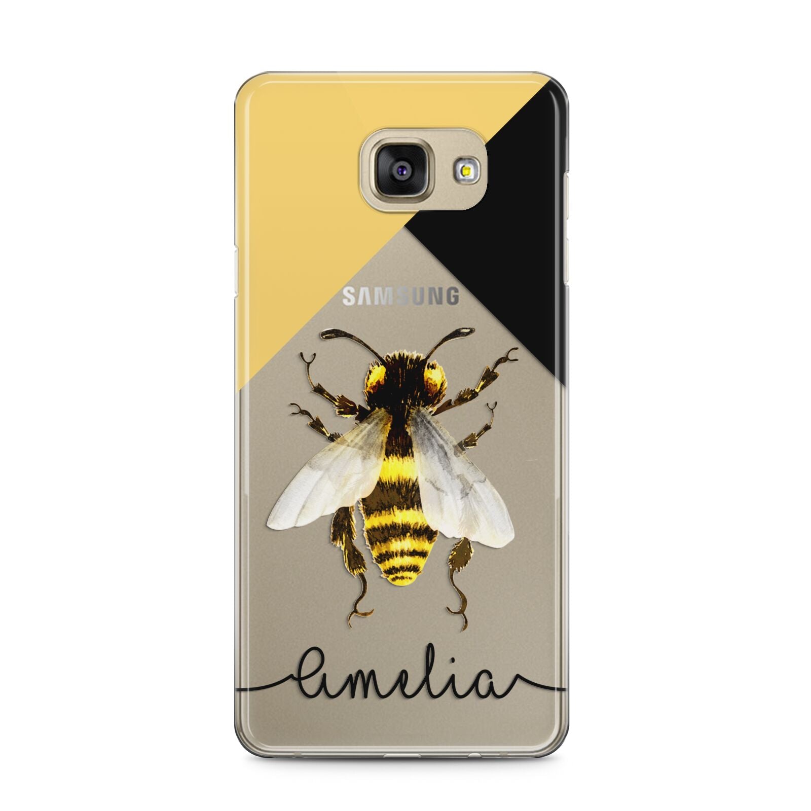 Bee Asymmetrical Background and Name Samsung Galaxy A5 2016 Case on gold phone