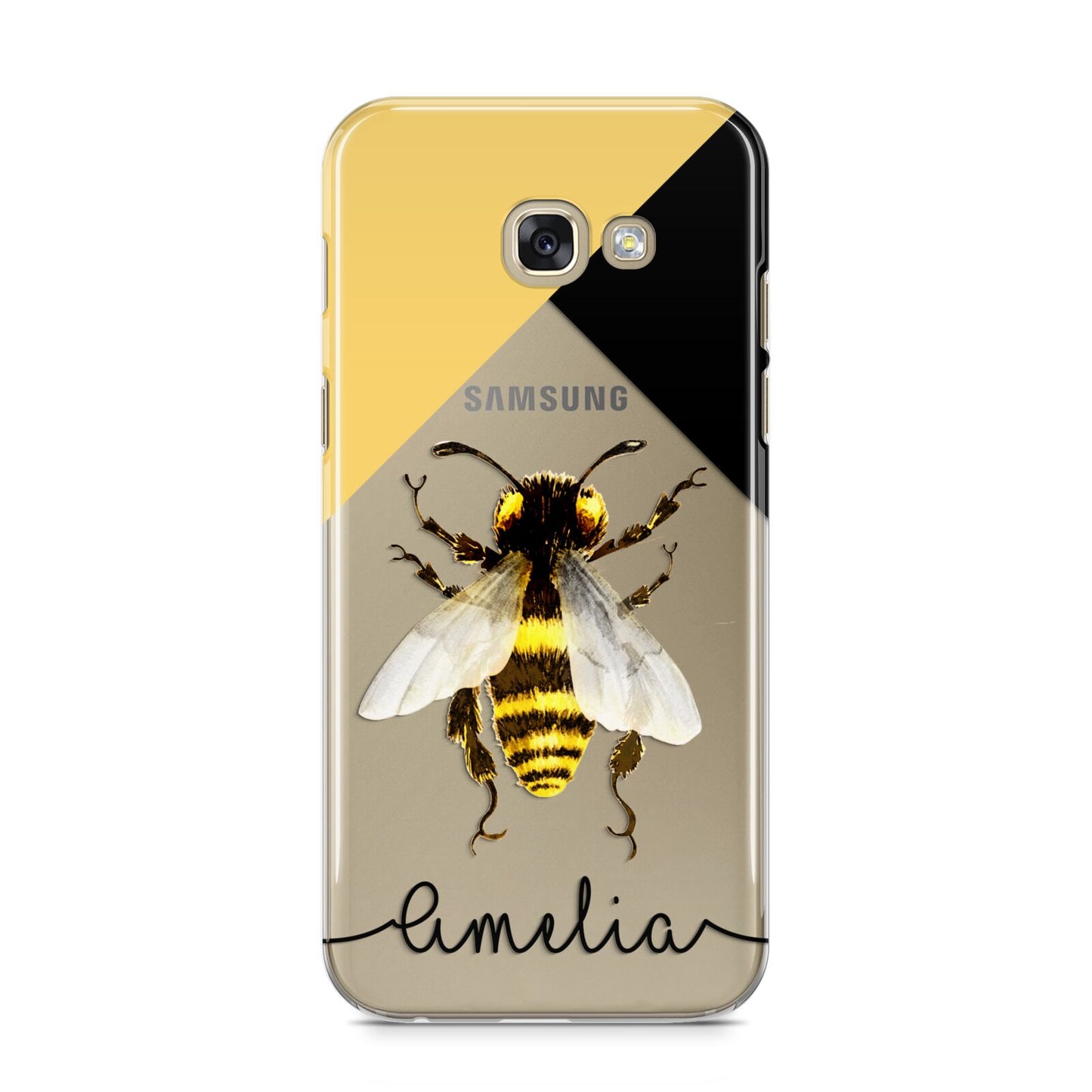 Bee Asymmetrical Background and Name Samsung Galaxy A5 2017 Case on gold phone