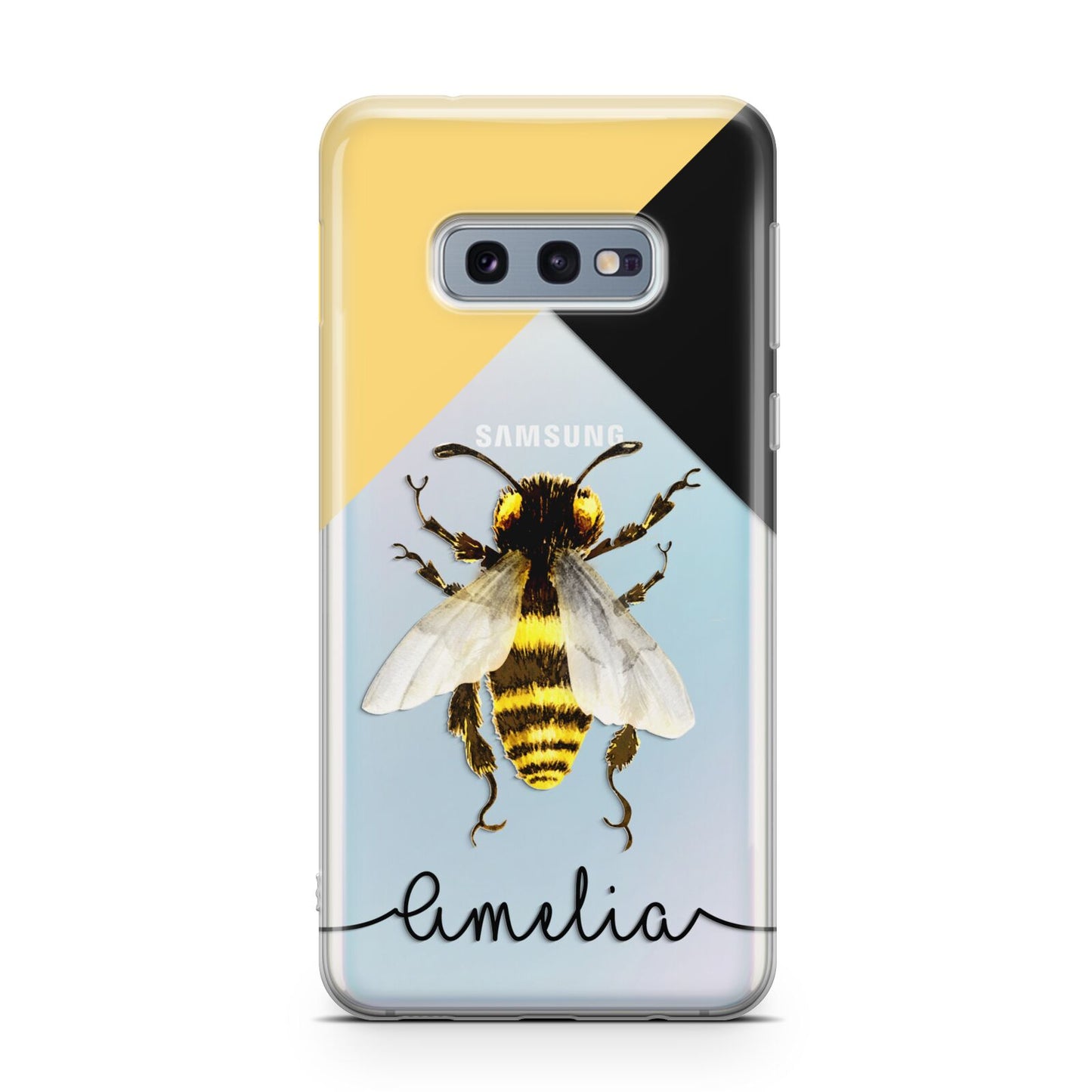 Bee Asymmetrical Background and Name Samsung Galaxy S10E Case