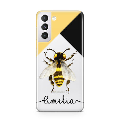 Bee Asymmetrical Background and Name Samsung S21 Case