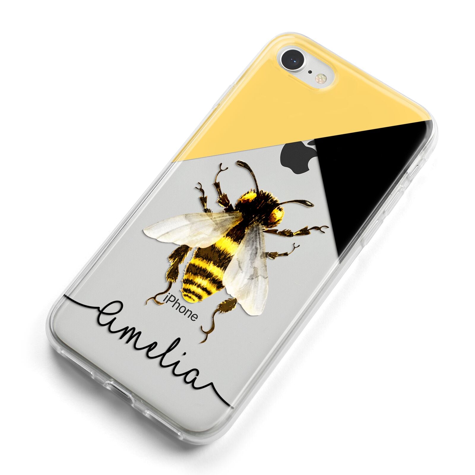 Bee Asymmetrical Background and Name iPhone 8 Bumper Case on Silver iPhone Alternative Image