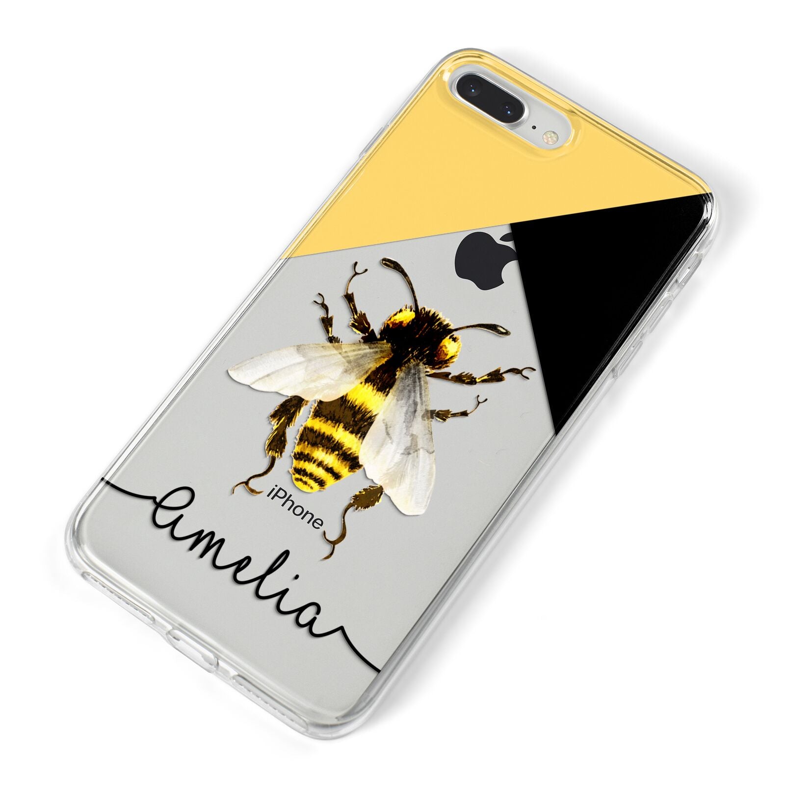 Bee Asymmetrical Background and Name iPhone 8 Plus Bumper Case on Silver iPhone Alternative Image