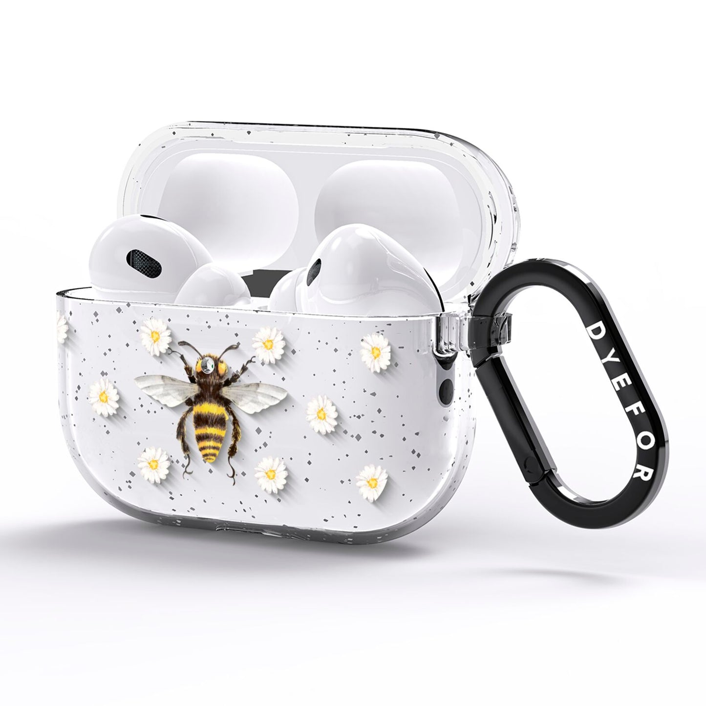 Bee Illustration with Daisies AirPods Pro Glitter Case Side Image