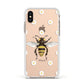 Bee Illustration with Daisies Apple iPhone Xs Impact Case White Edge on Gold Phone