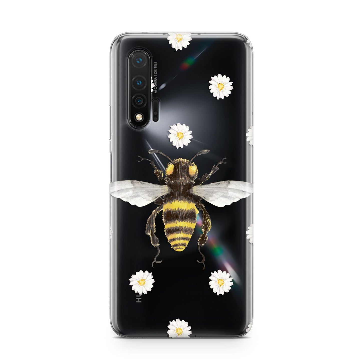 Bee Illustration with Daisies Huawei Nova 6 Phone Case