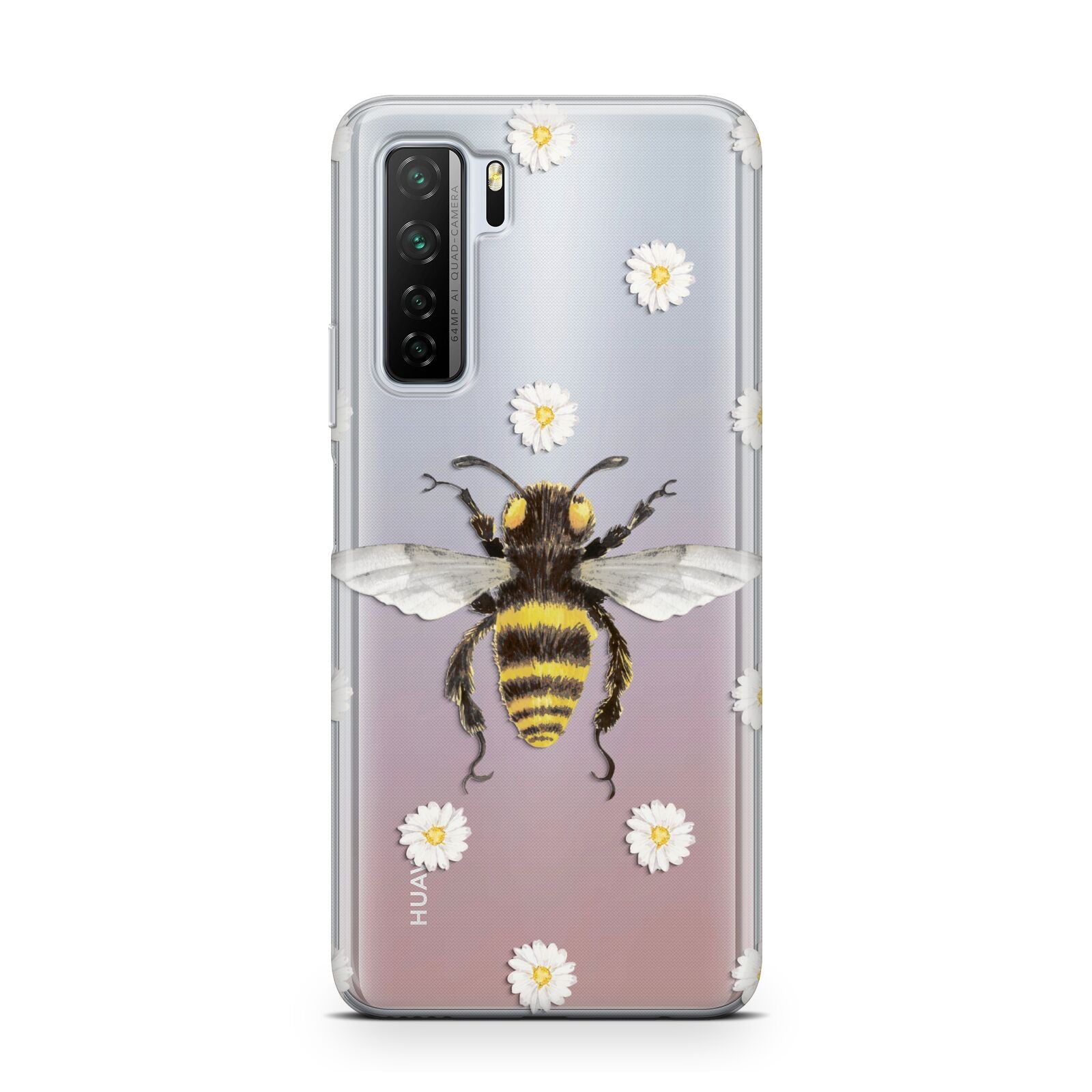 Bee Illustration with Daisies Huawei P40 Lite 5G Phone Case