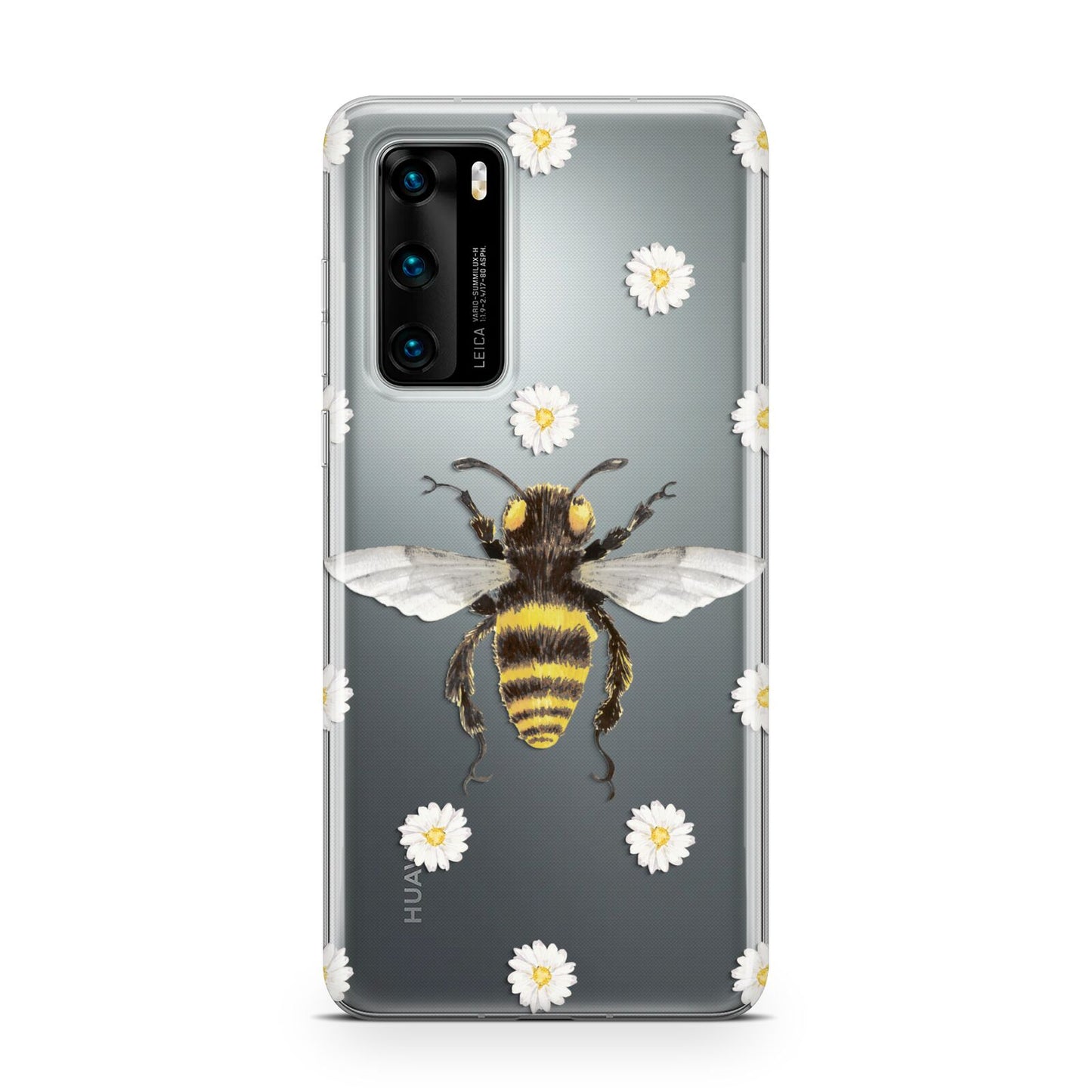 Bee Illustration with Daisies Huawei P40 Phone Case