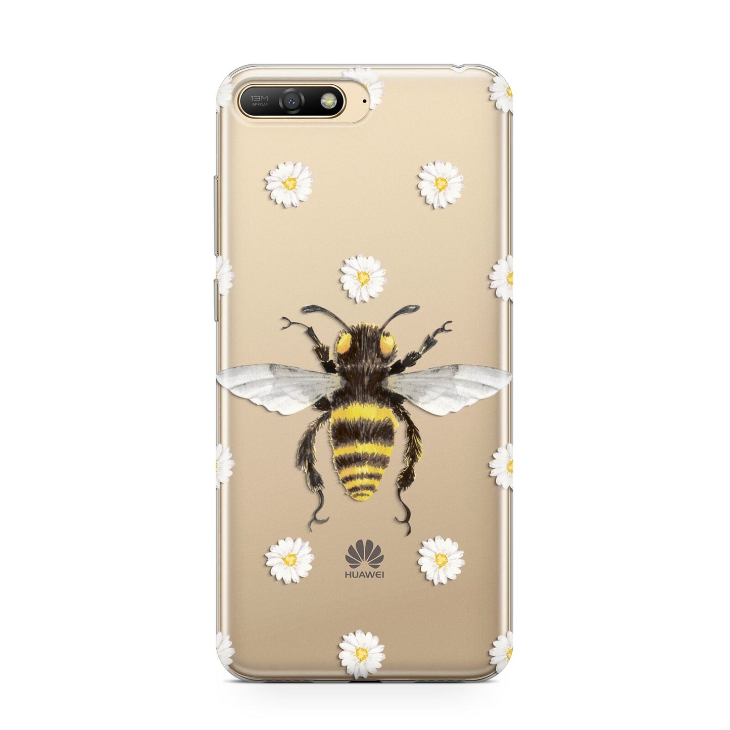 Bee Illustration with Daisies Huawei Y6 2018