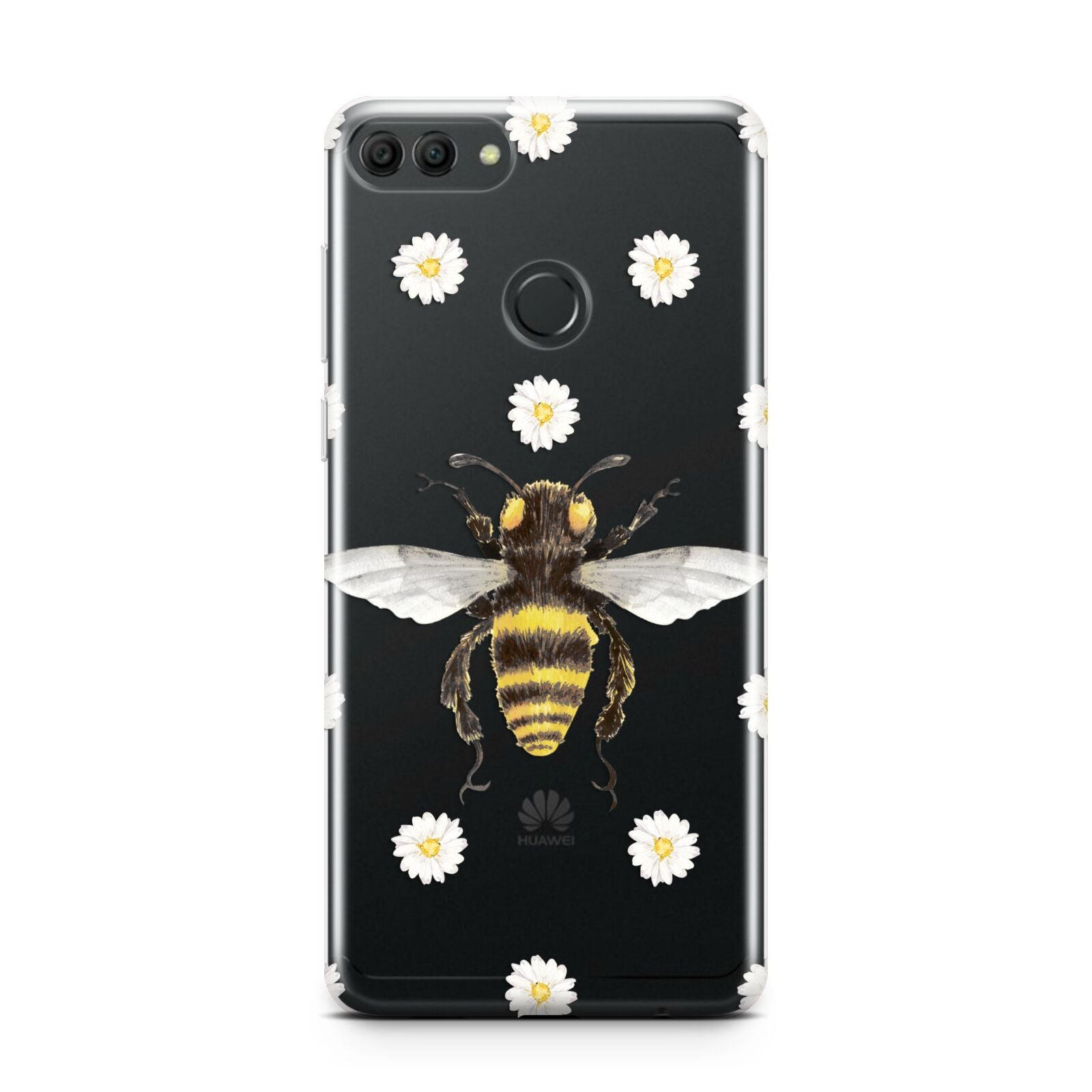 Bee Illustration with Daisies Huawei Y9 2018