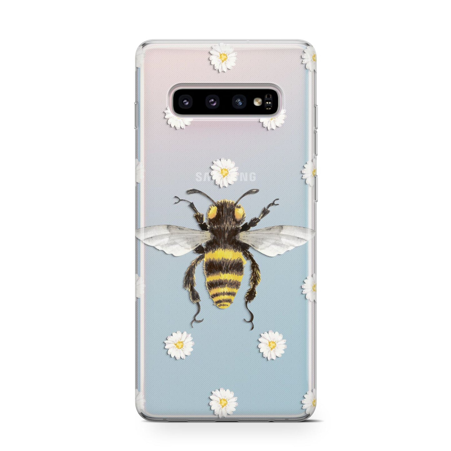 Bee Illustration with Daisies Protective Samsung Galaxy Case