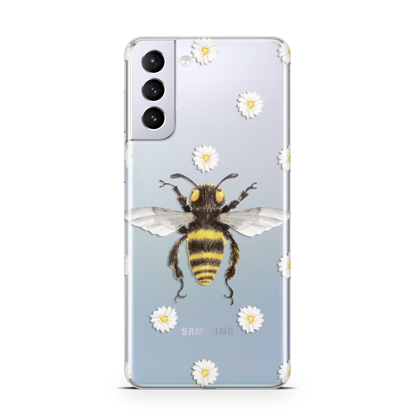 Bee Illustration with Daisies Samsung S21 Plus Case