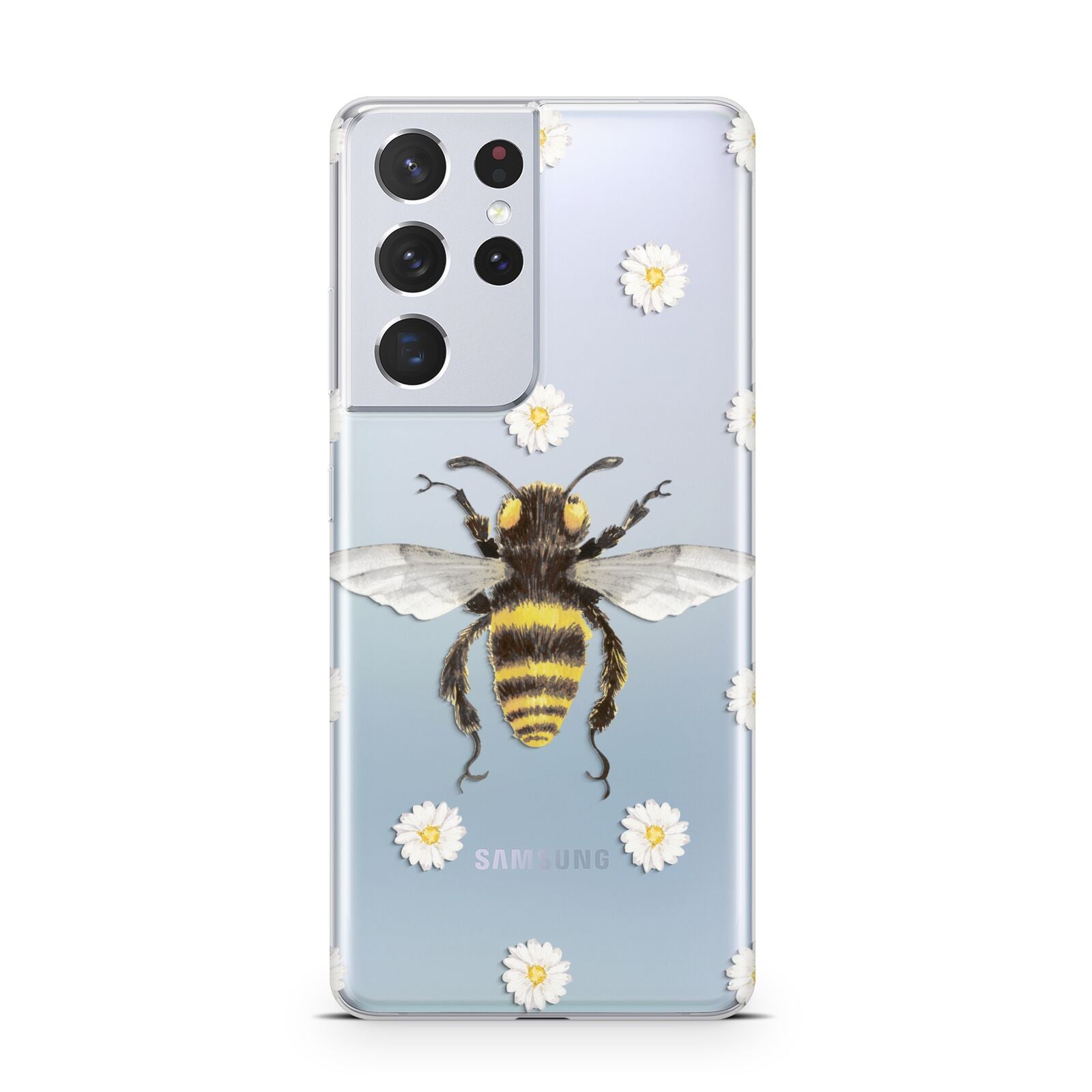 Bee Illustration with Daisies Samsung S21 Ultra Case