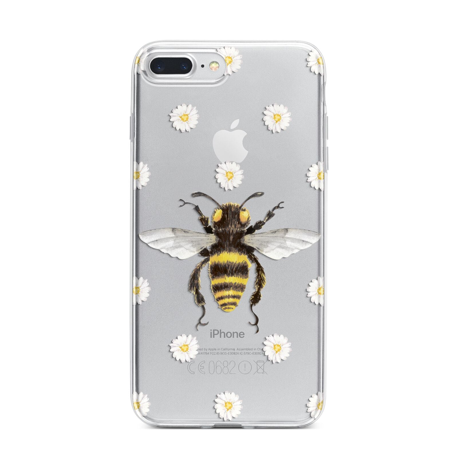 Bee Illustration with Daisies iPhone 7 Plus Bumper Case on Silver iPhone