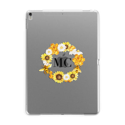 Bee Sunflower Wreath Personalised Initials Apple iPad Silver Case