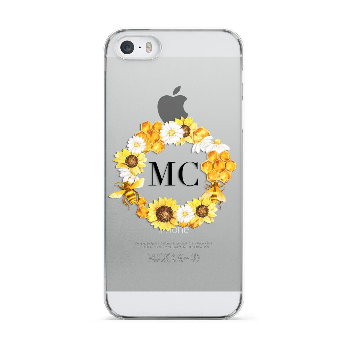 Bee Sunflower Wreath Personalised Initials Apple iPhone 5 Case